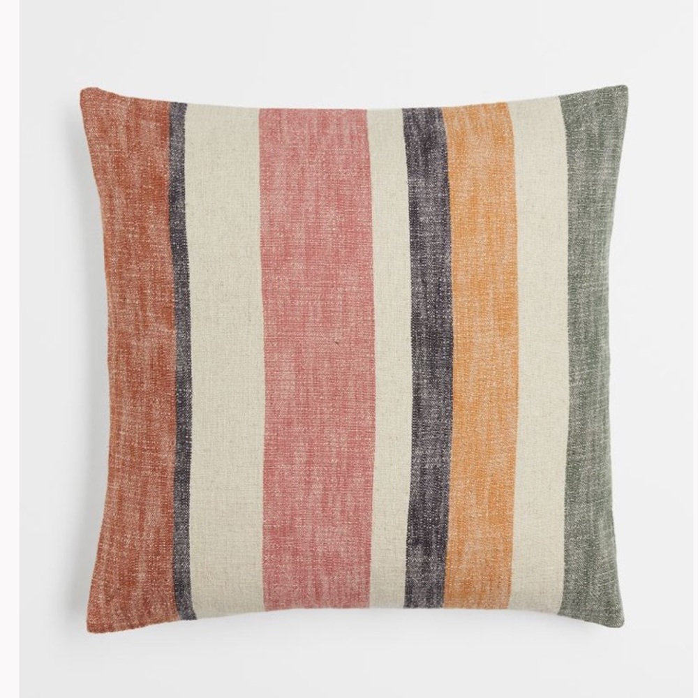 NWT H&M Home organic linen/cotton striped pillow cover
